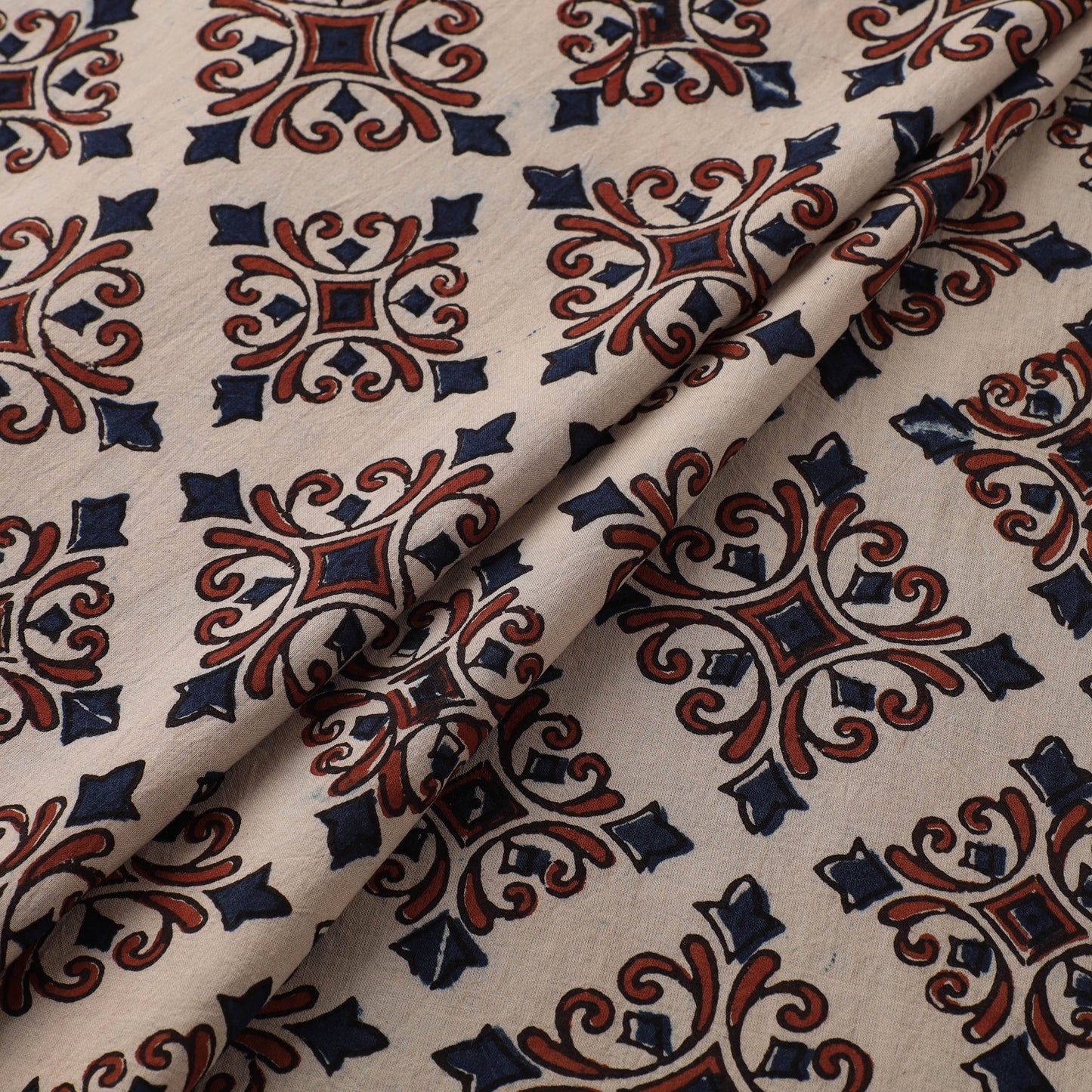 Kutch Hand Block Ajrakh Print Natural Dyed Cotton Fabric 22