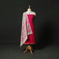 Jacquard Woven 2pc Cotton Unstitched Dress Material Kurta Set with Jewellery 06