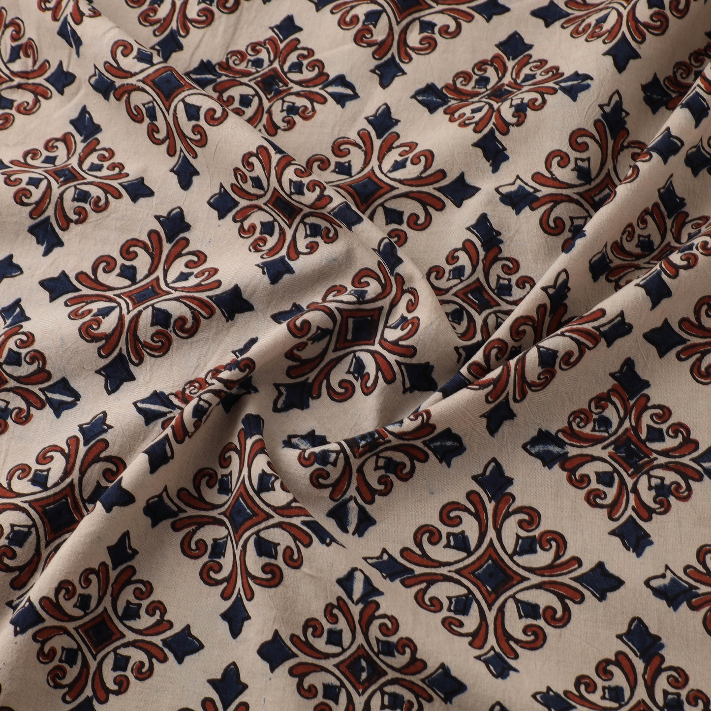 Kutch Hand Block Ajrakh Print Natural Dyed Cotton Fabric 22
