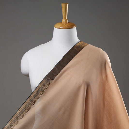 Beige - Mangalagiri Handloom Cotton Zari Border Fabric