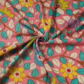 Silk Baby Pink Handpainted Srikalahasti Pen Kalamkari Fabric 