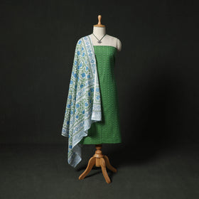 Jacquard Woven 2pc Cotton Unstitched Dress Material Kurta Set with Jewellery 07