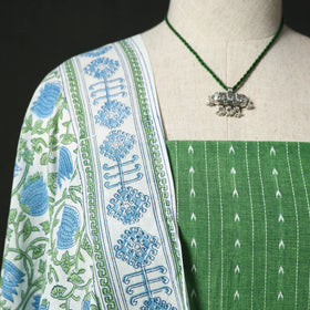 Jacquard Woven 2pc Cotton Unstitched Dress Material Kurta Set with Jewellery 07