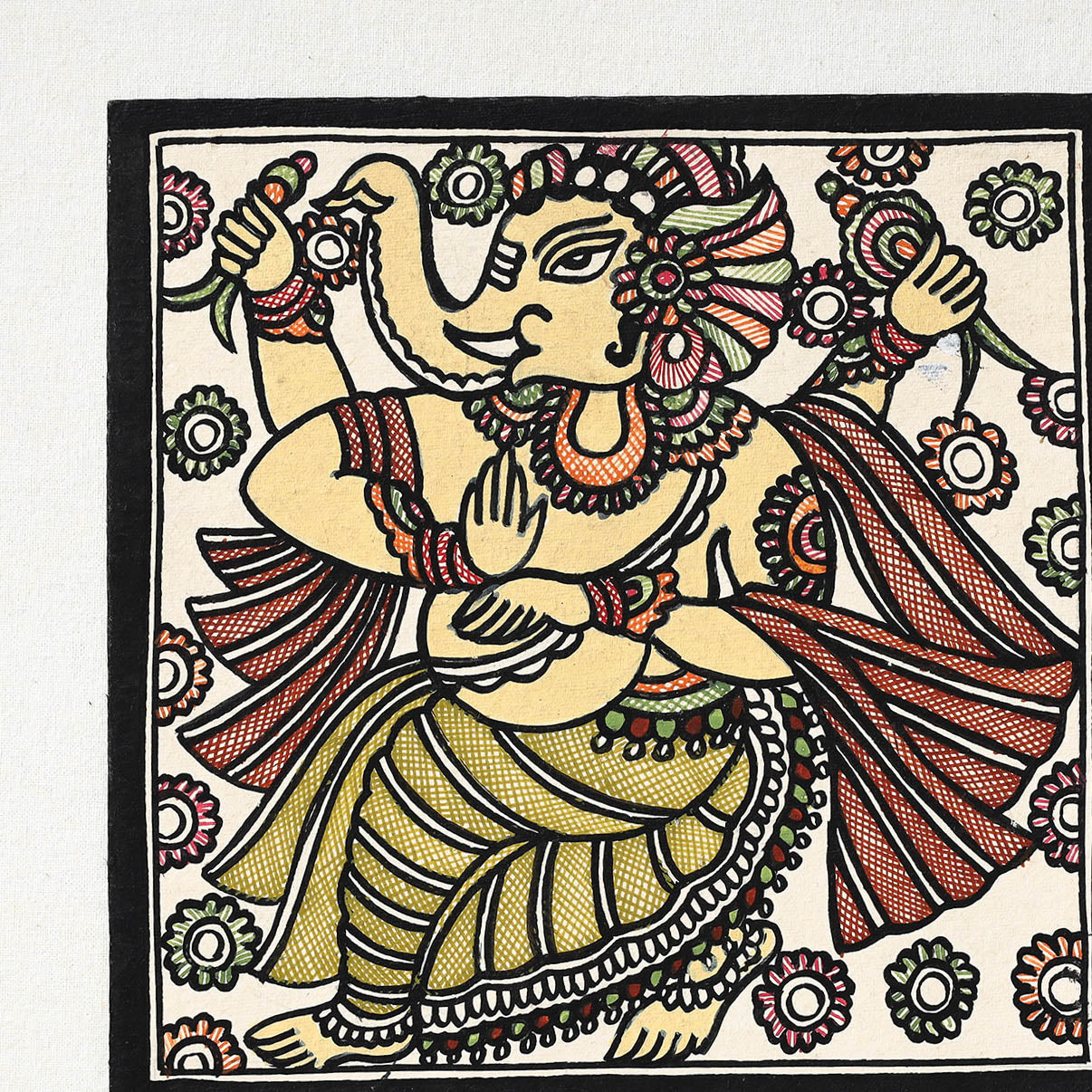 Handpainted Madhubani Painting by Hira Devi (6.5x 6.5)
