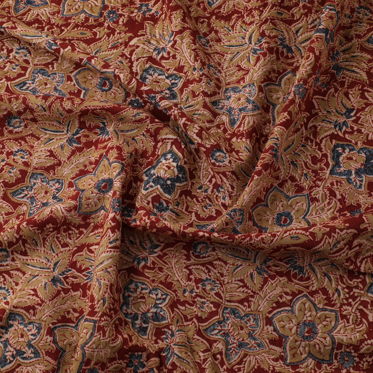 Pedana Hand Block Print Natural Dyed Cotton Kalamkari Fabric 01