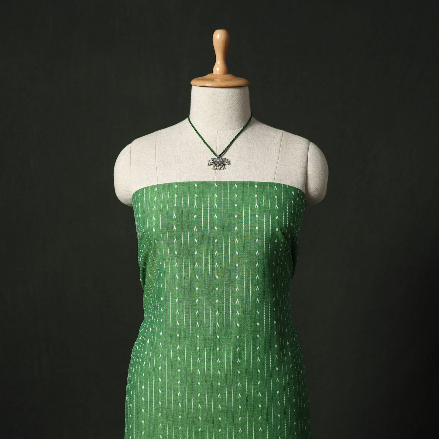 Jacquard Woven 2pc Cotton Unstitched Dress Material Kurta Set with Jewellery 07