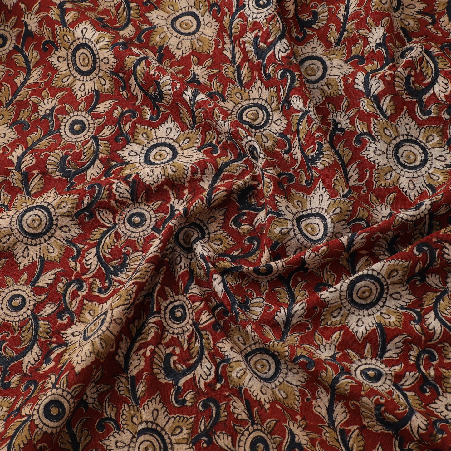 Pedana Hand Block Print Natural Dyed Cotton Kalamkari Fabric 03