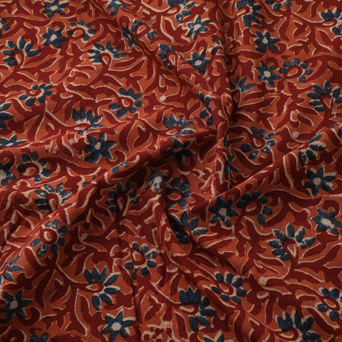 Pedana Hand Block Print Natural Dyed Cotton Kalamkari Fabric 04