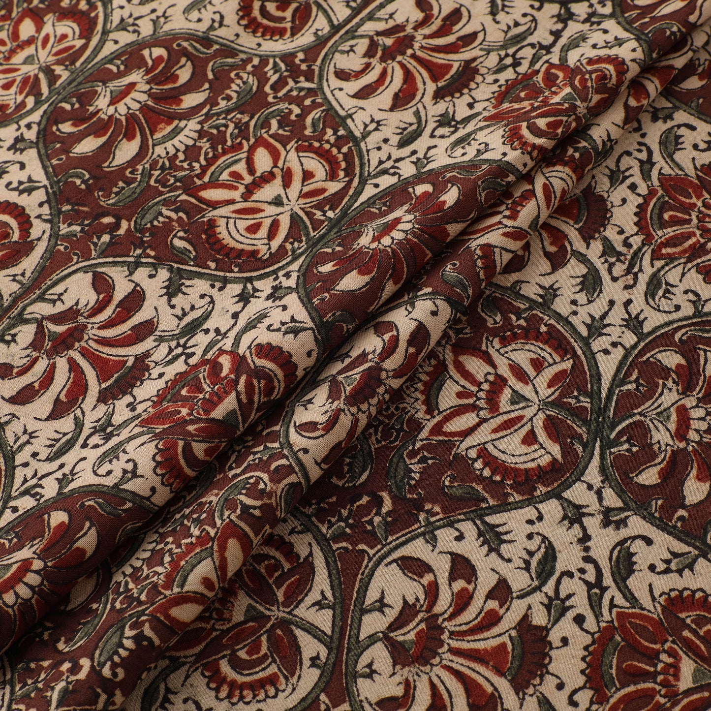 Pedana Hand Block Print Natural Dyed Cotton Kalamkari Fabric 05
