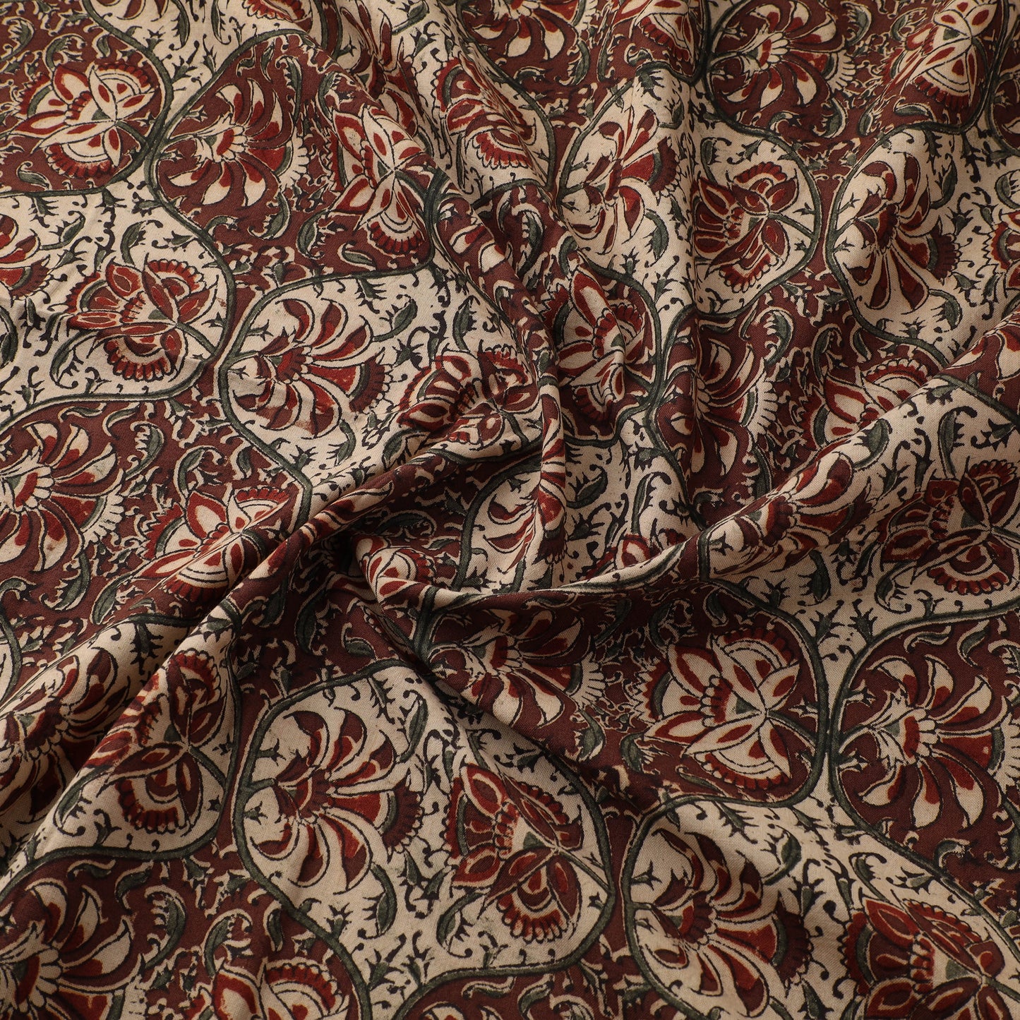 Pedana Hand Block Print Natural Dyed Cotton Kalamkari Fabric 05