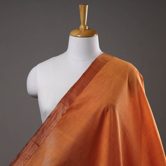 Orange - Mangalagiri Handloom Cotton Nizam Zari Border Fabric