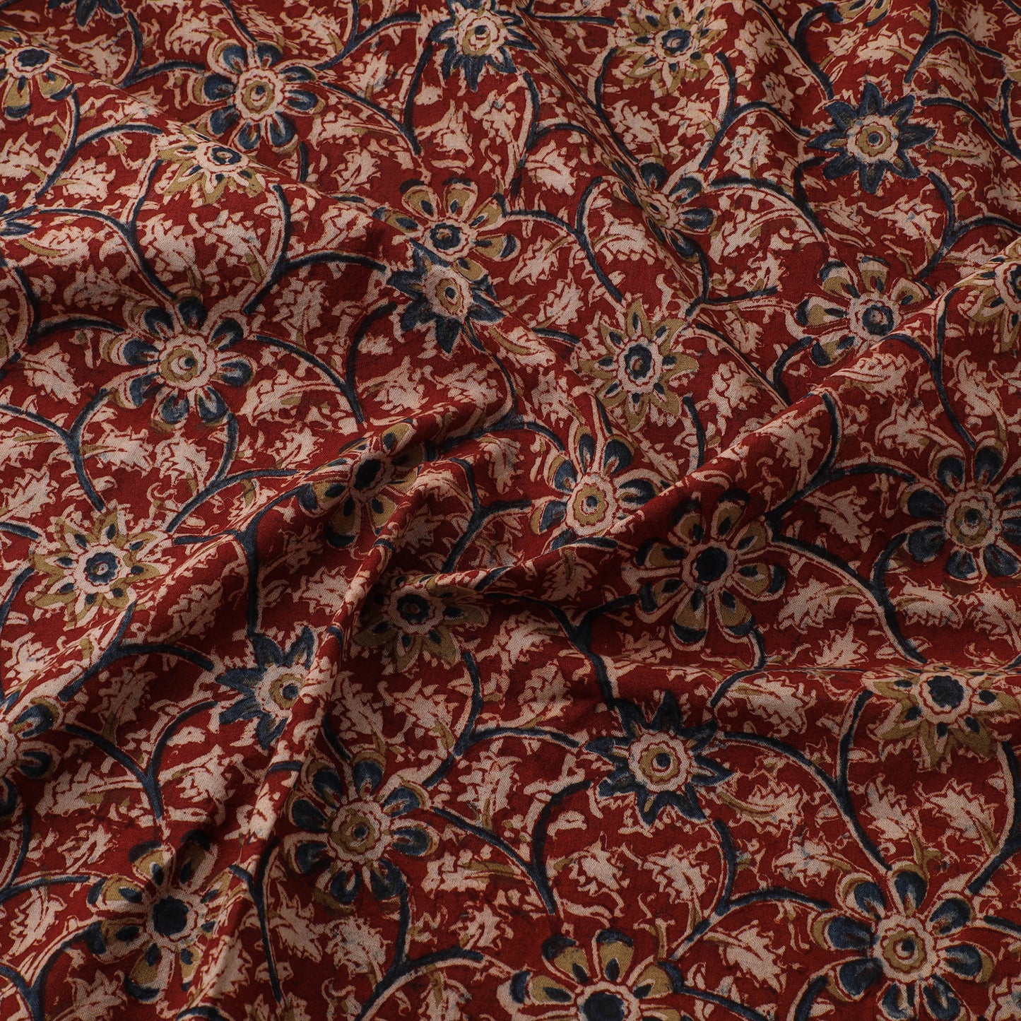 Pedana Hand Block Print Natural Dyed Cotton Kalamkari Fabric 07