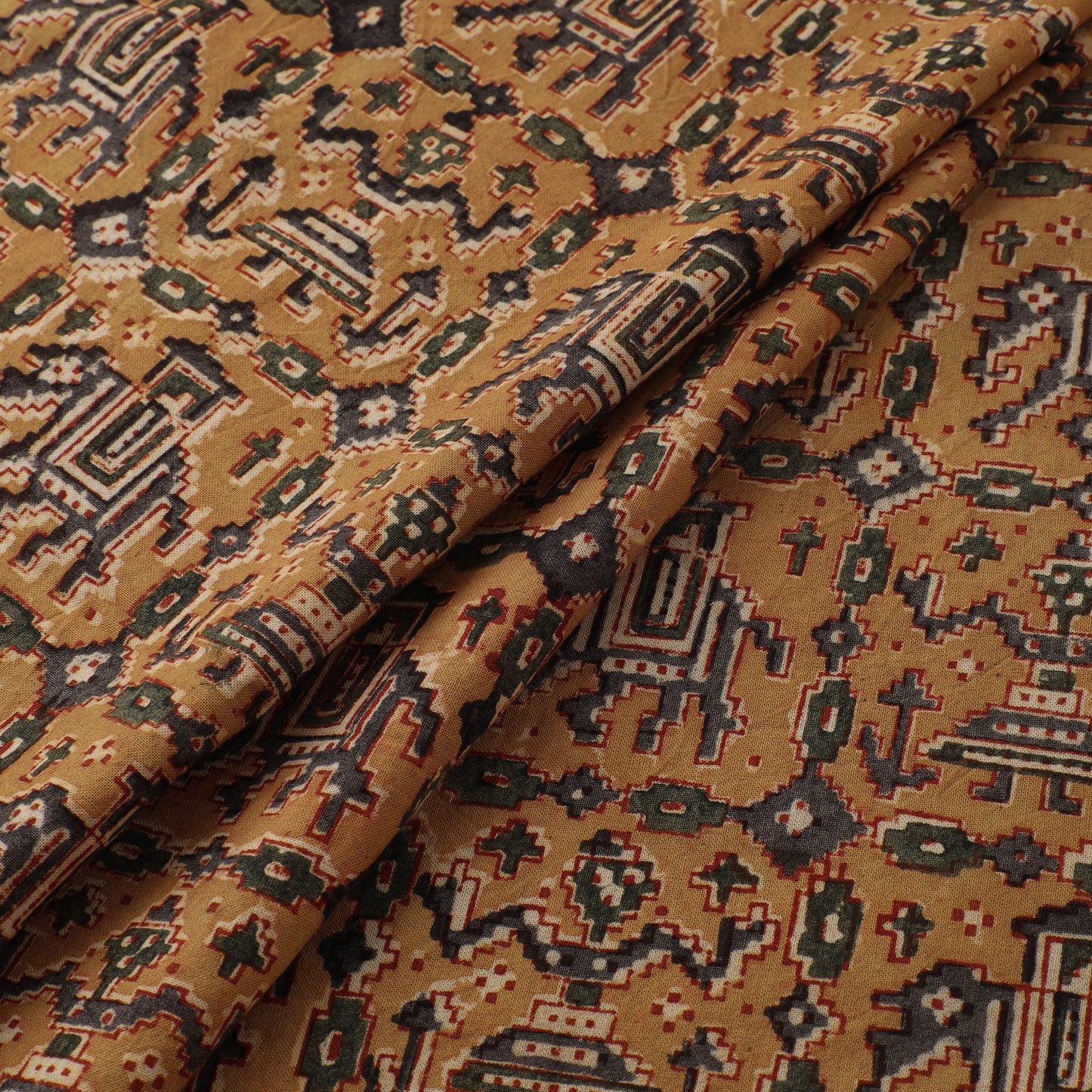 Pedana Hand Block Print Natural Dyed Cotton Kalamkari Fabric 08