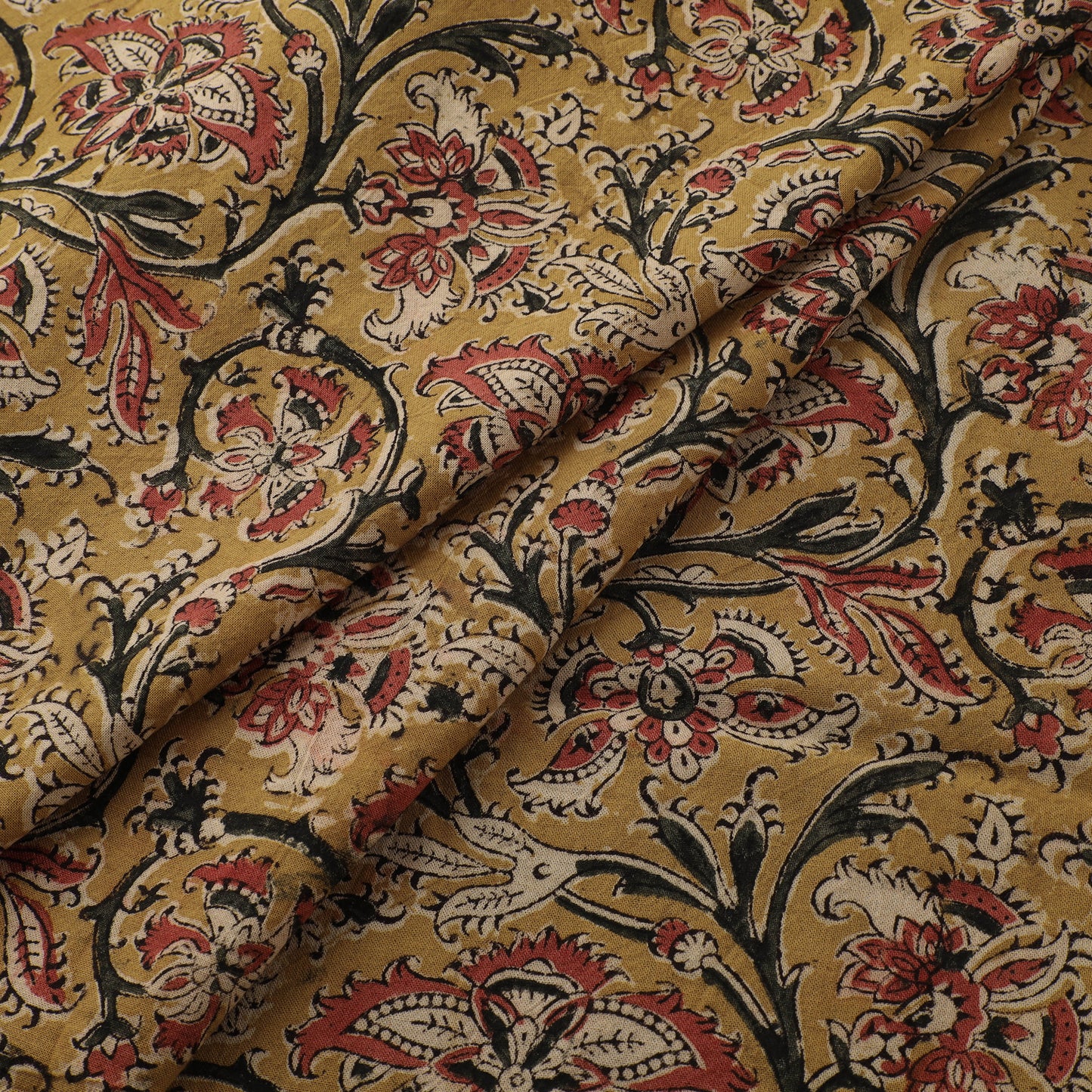 Pedana Hand Block Print Natural Dyed Cotton Kalamkari Fabric 10