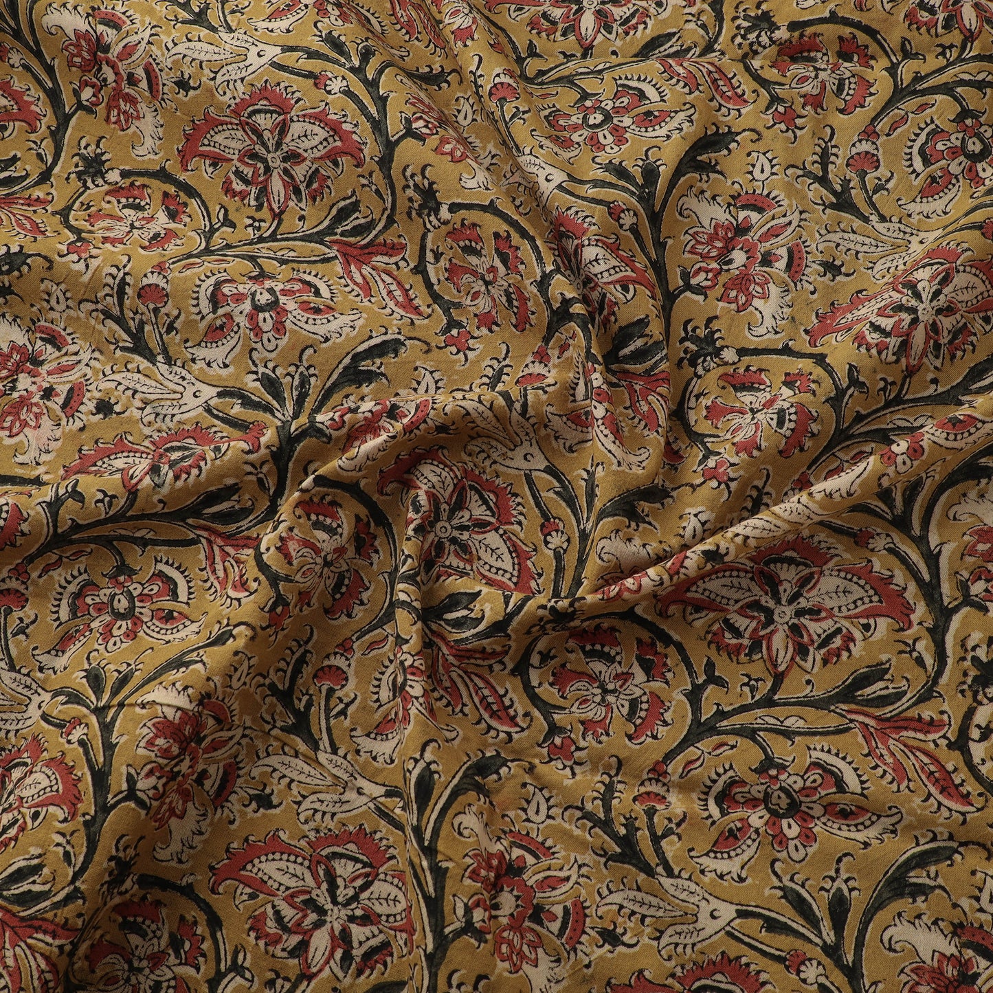 Pedana Hand Block Print Natural Dyed Cotton Kalamkari Fabric 10