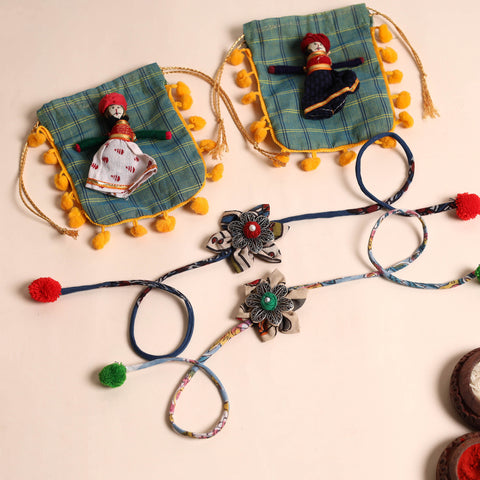  Handmade GS Fabric Flower Rakhi (Set of 2)