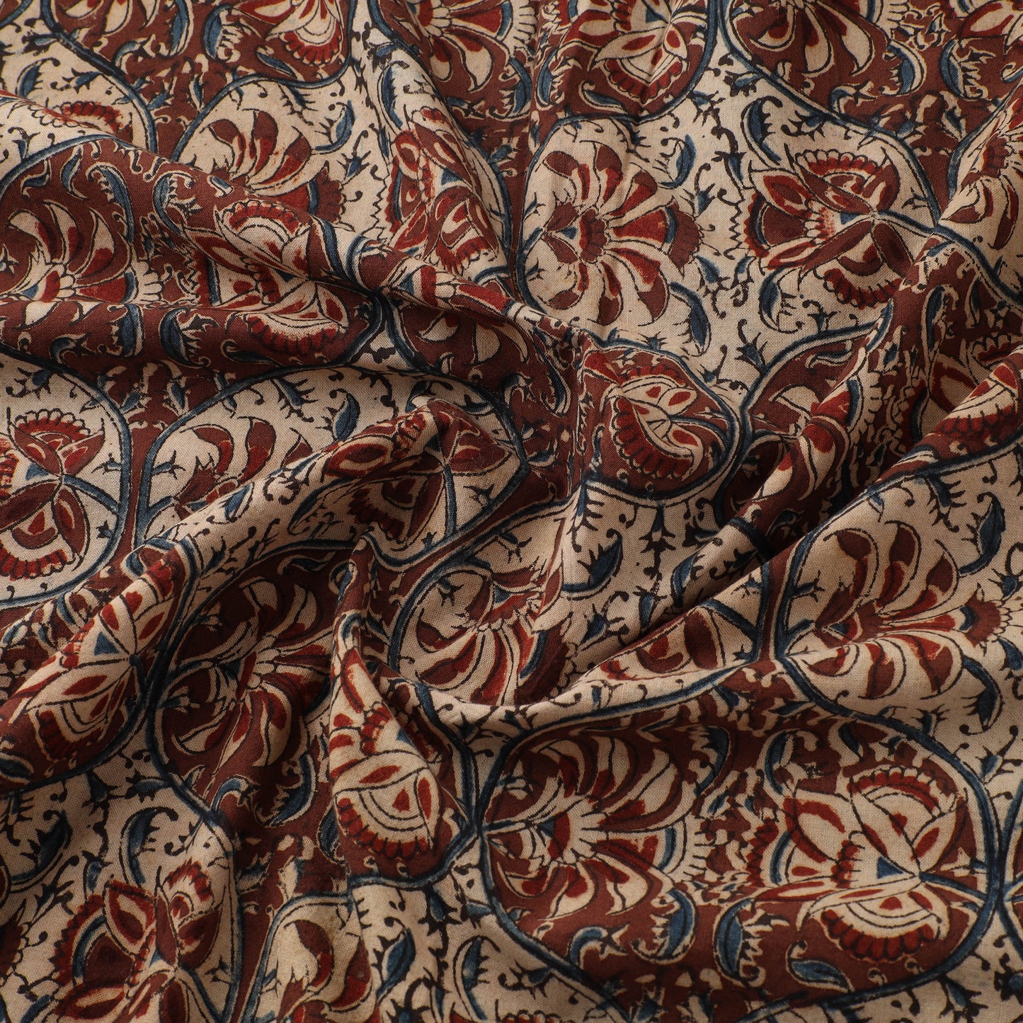 Pedana Hand Block Print Natural Dyed Cotton Kalamkari Fabric 11