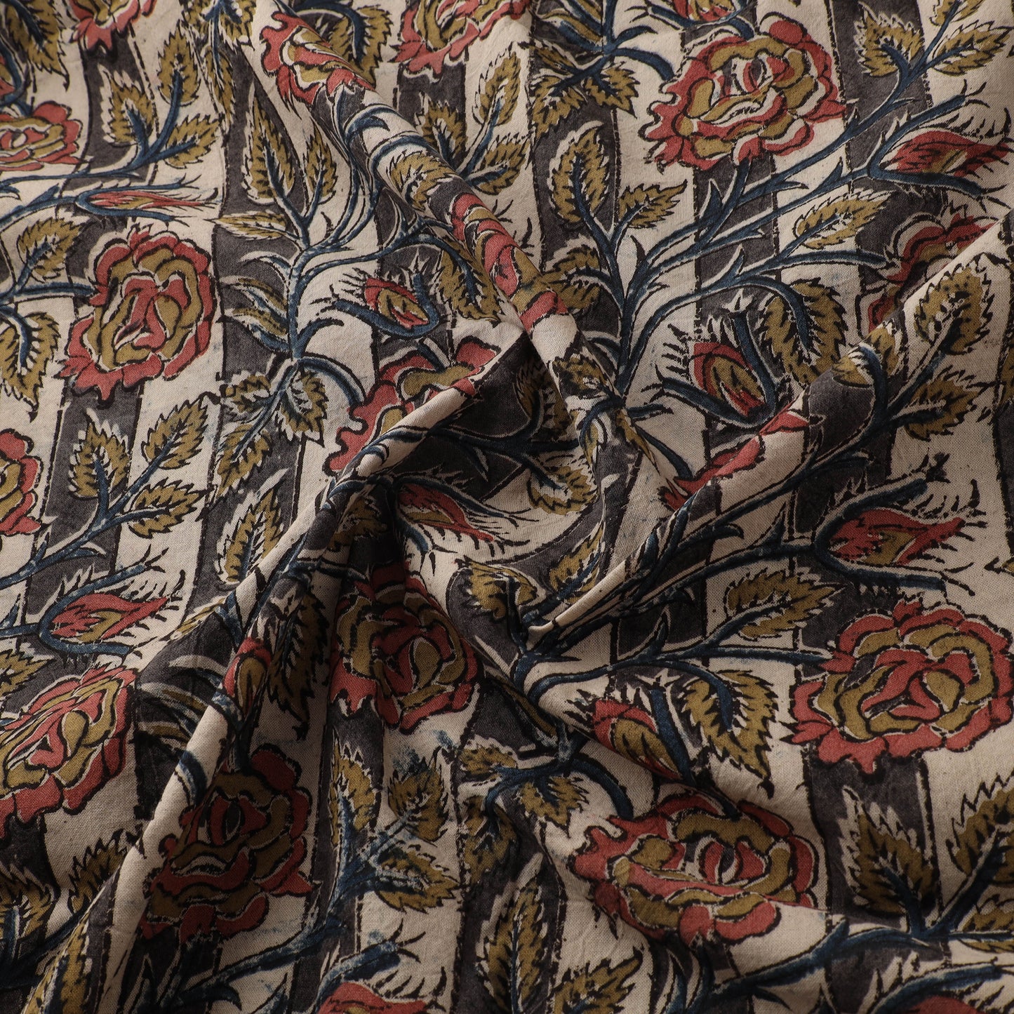 Pedana Hand Block Print Natural Dyed Cotton Kalamkari Fabric 12