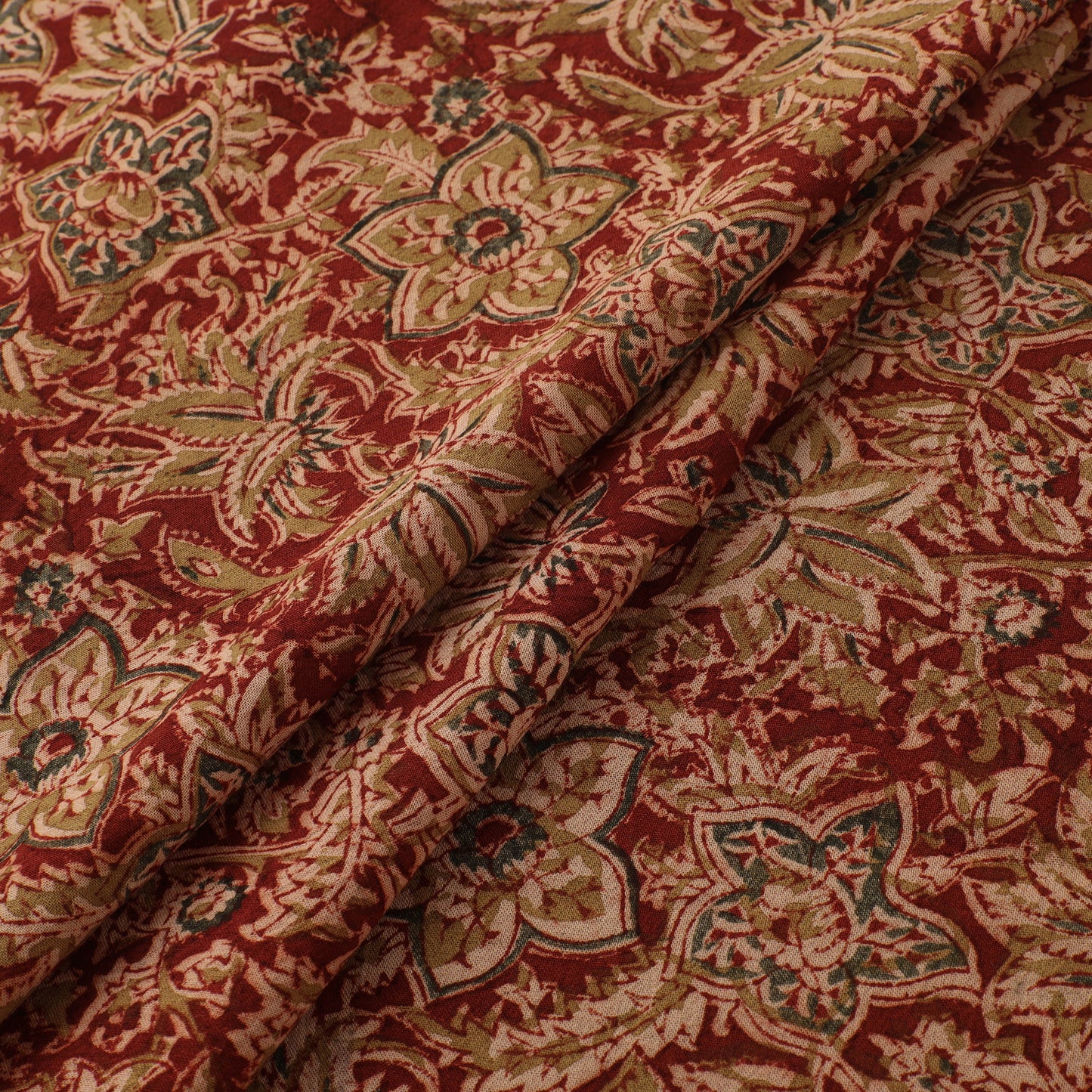 Pedana Hand Block Print Natural Dyed Cotton Kalamkari Fabric 13