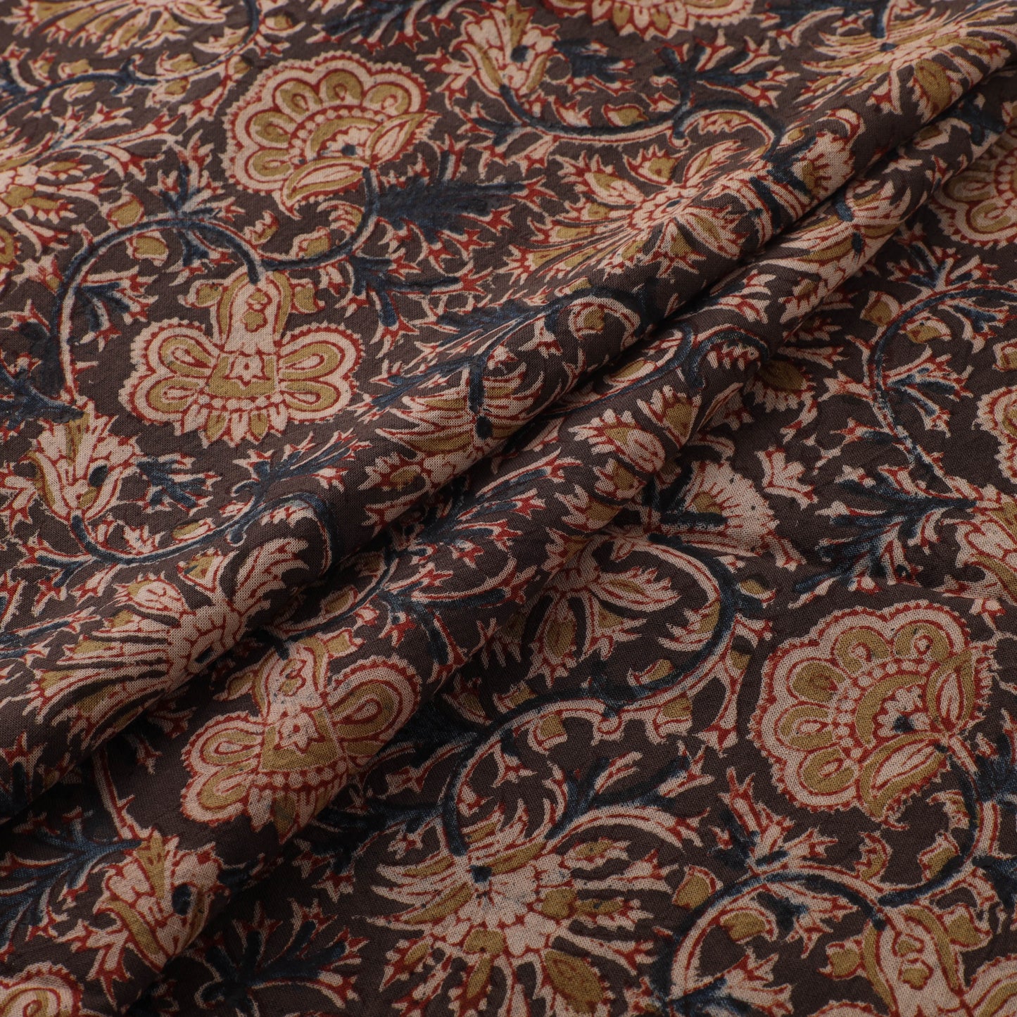 Pedana Hand Block Print Natural Dyed Cotton Kalamkari Fabric 14