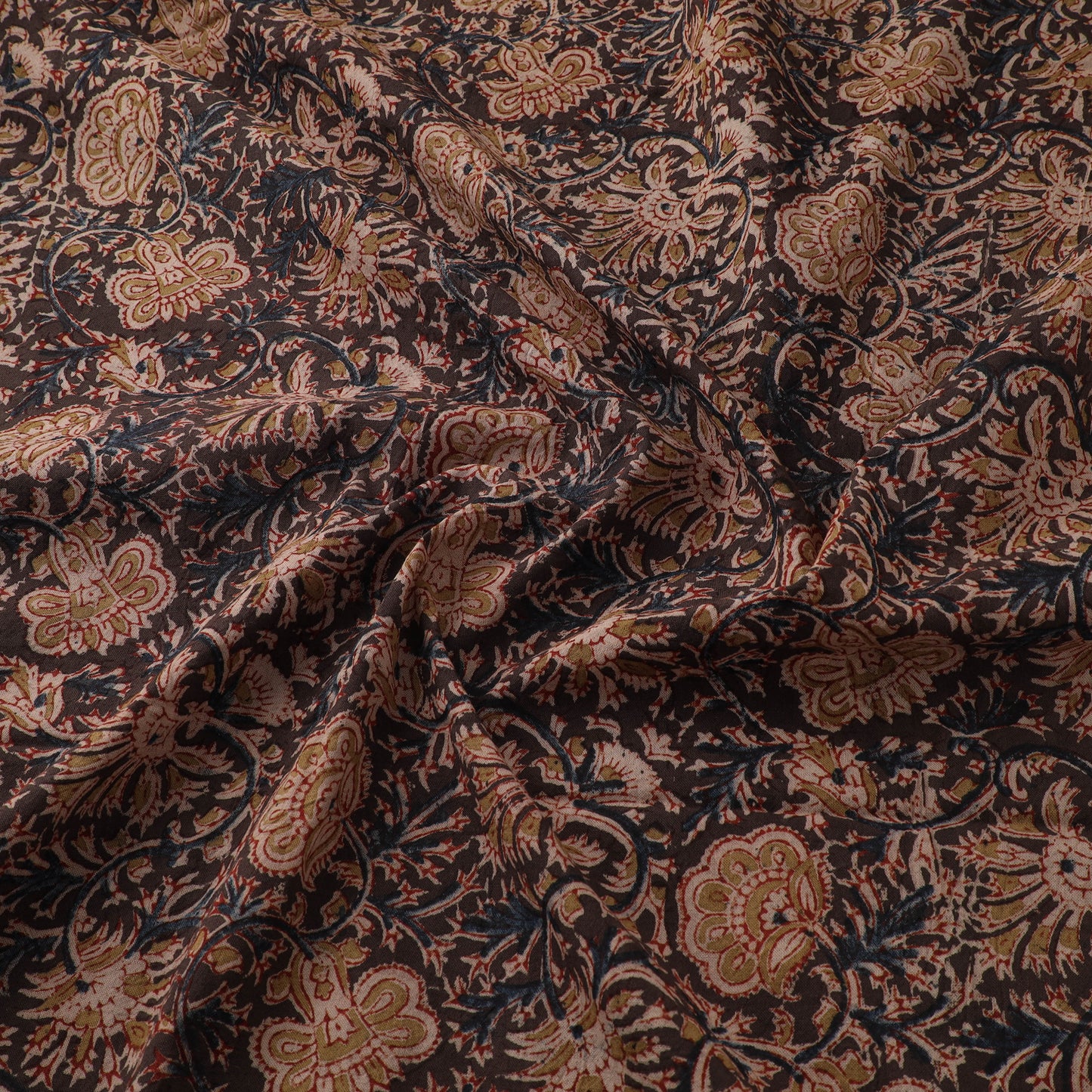 Pedana Hand Block Print Natural Dyed Cotton Kalamkari Fabric 14