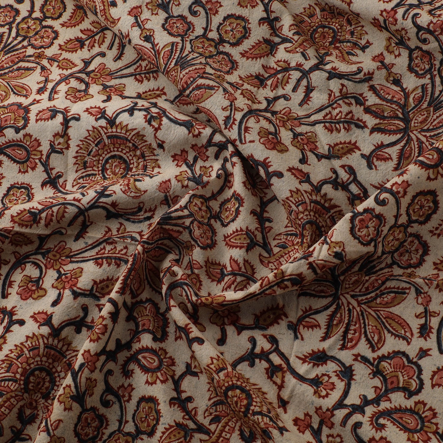 Pedana Hand Block Print Natural Dyed Cotton Kalamkari Fabric 15