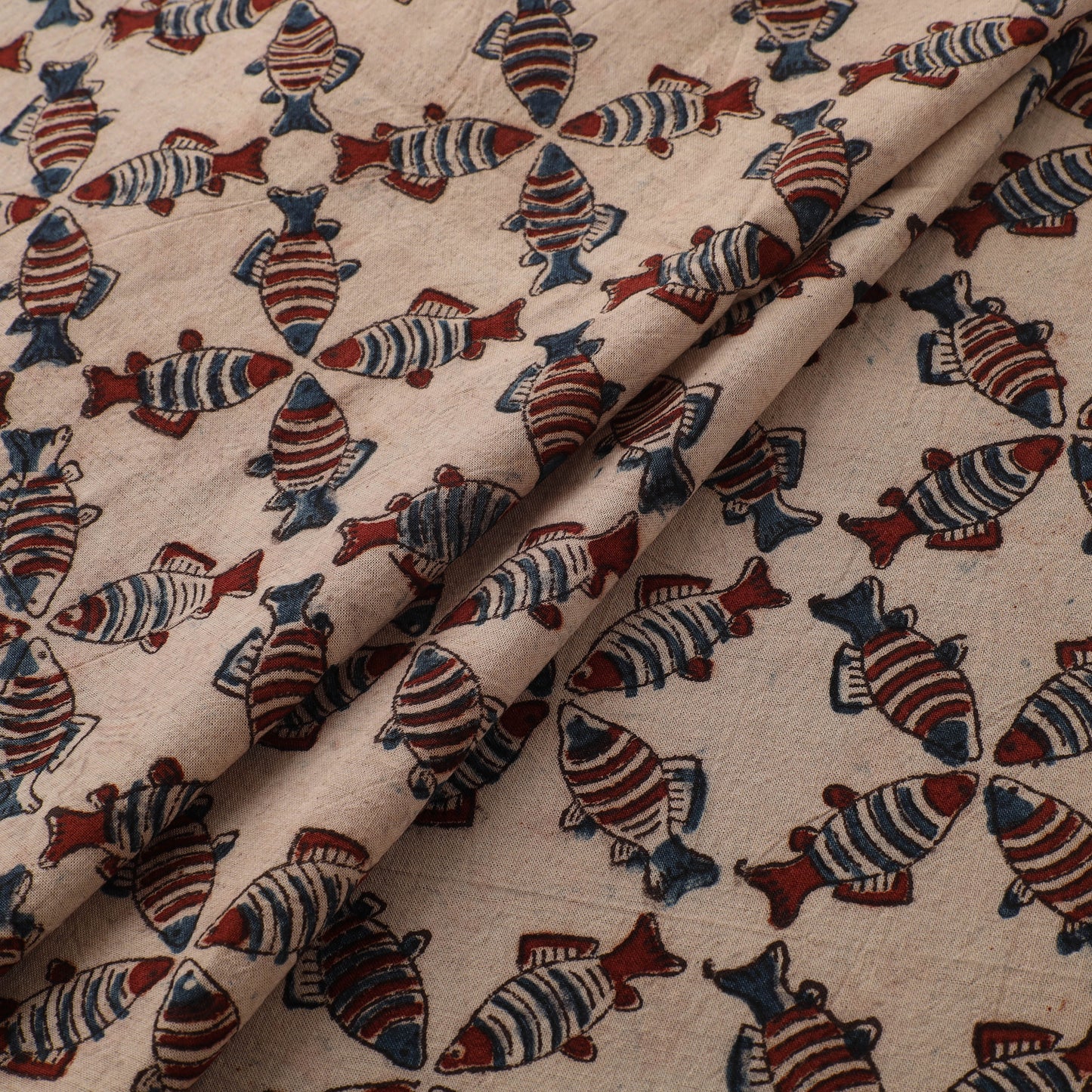 Pedana Hand Block Print Natural Dyed Cotton Kalamkari Fabric 16