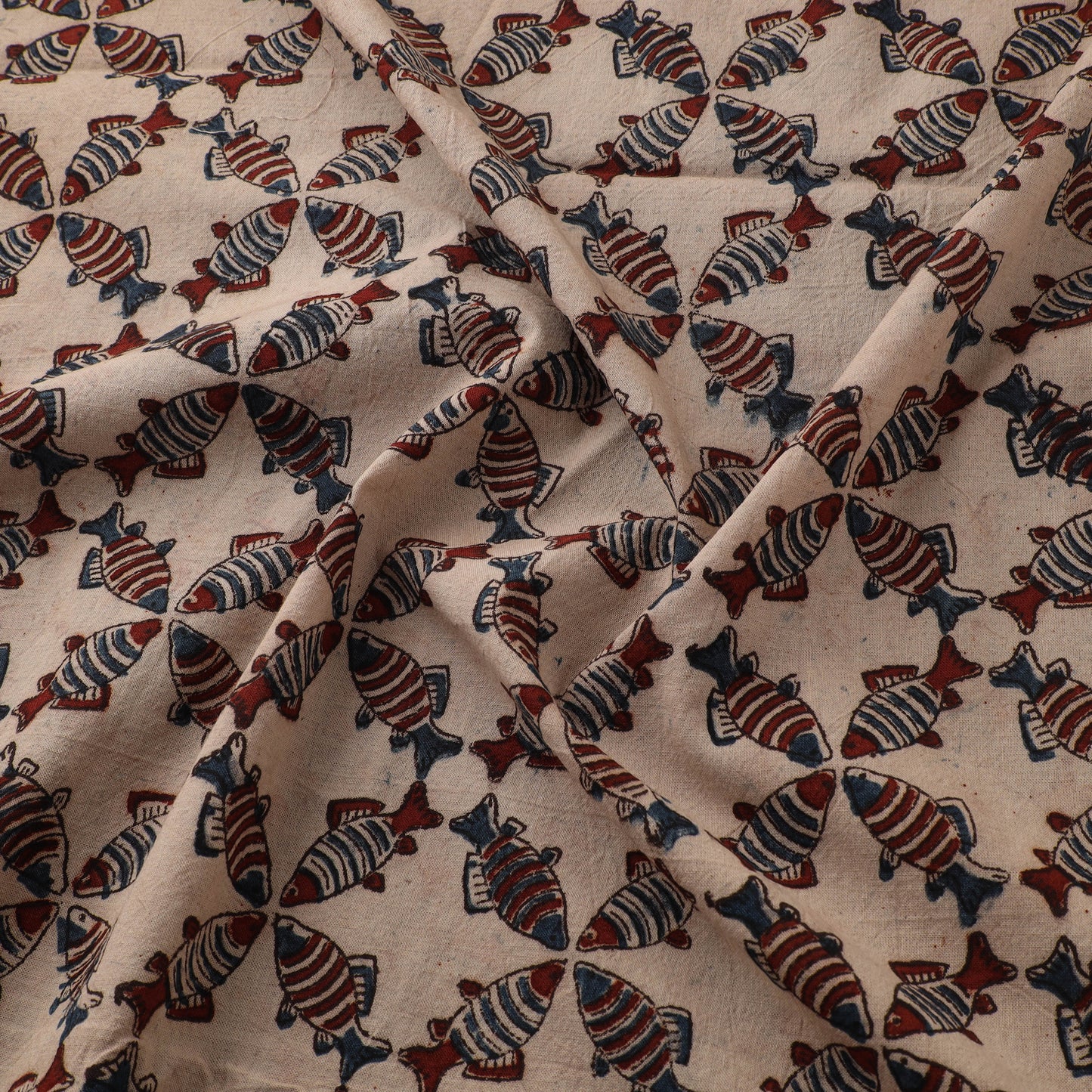 Pedana Hand Block Print Natural Dyed Cotton Kalamkari Fabric 16