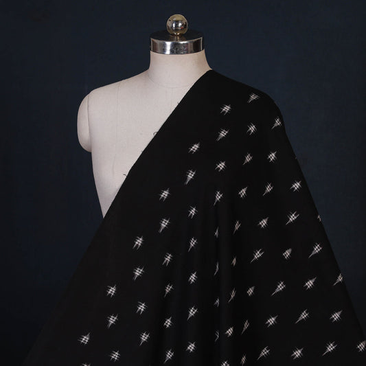 White & Black Pochampally Double Ikat Handloom Cotton Fabric