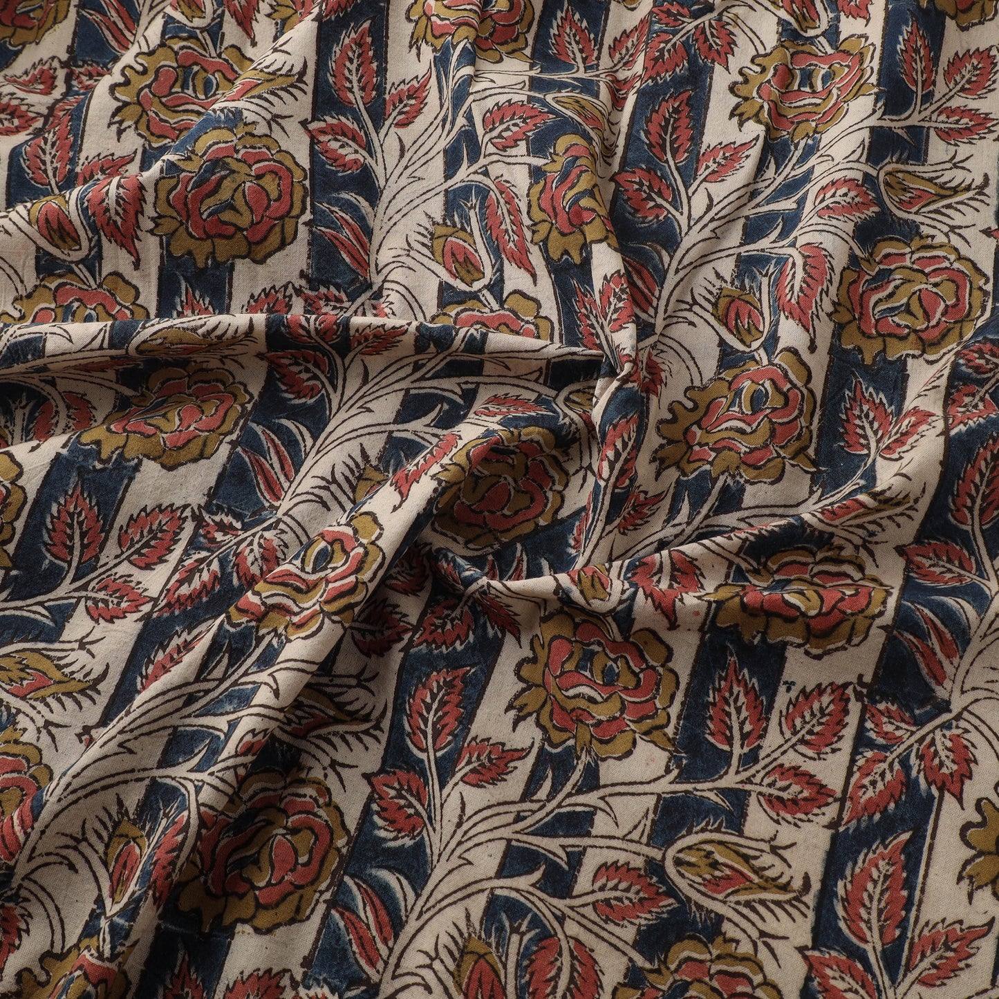 Pedana Hand Block Print Natural Dyed Cotton Kalamkari Fabric 17