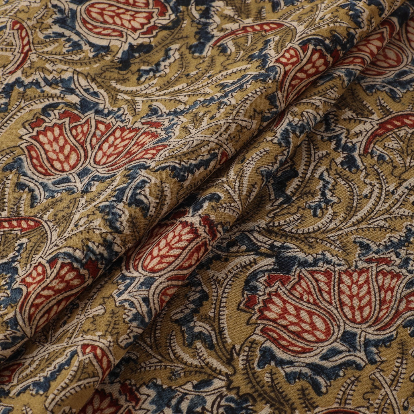 Pedana Hand Block Print Natural Dyed Cotton Kalamkari Fabric 19