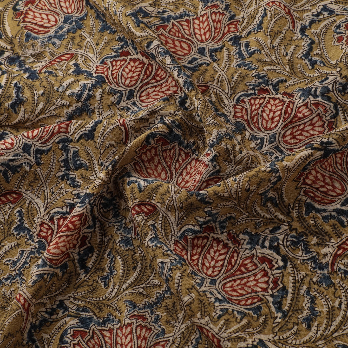 Pedana Hand Block Print Natural Dyed Cotton Kalamkari Fabric 19