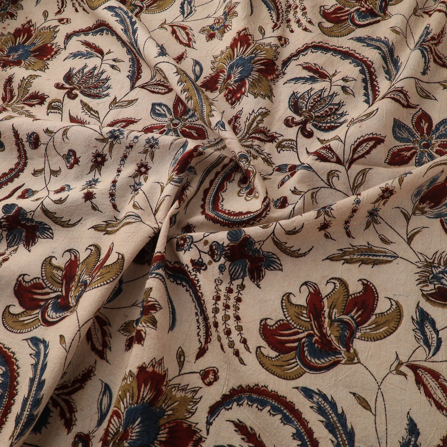 Pedana Hand Block Print Natural Dyed Cotton Kalamkari Fabric 20