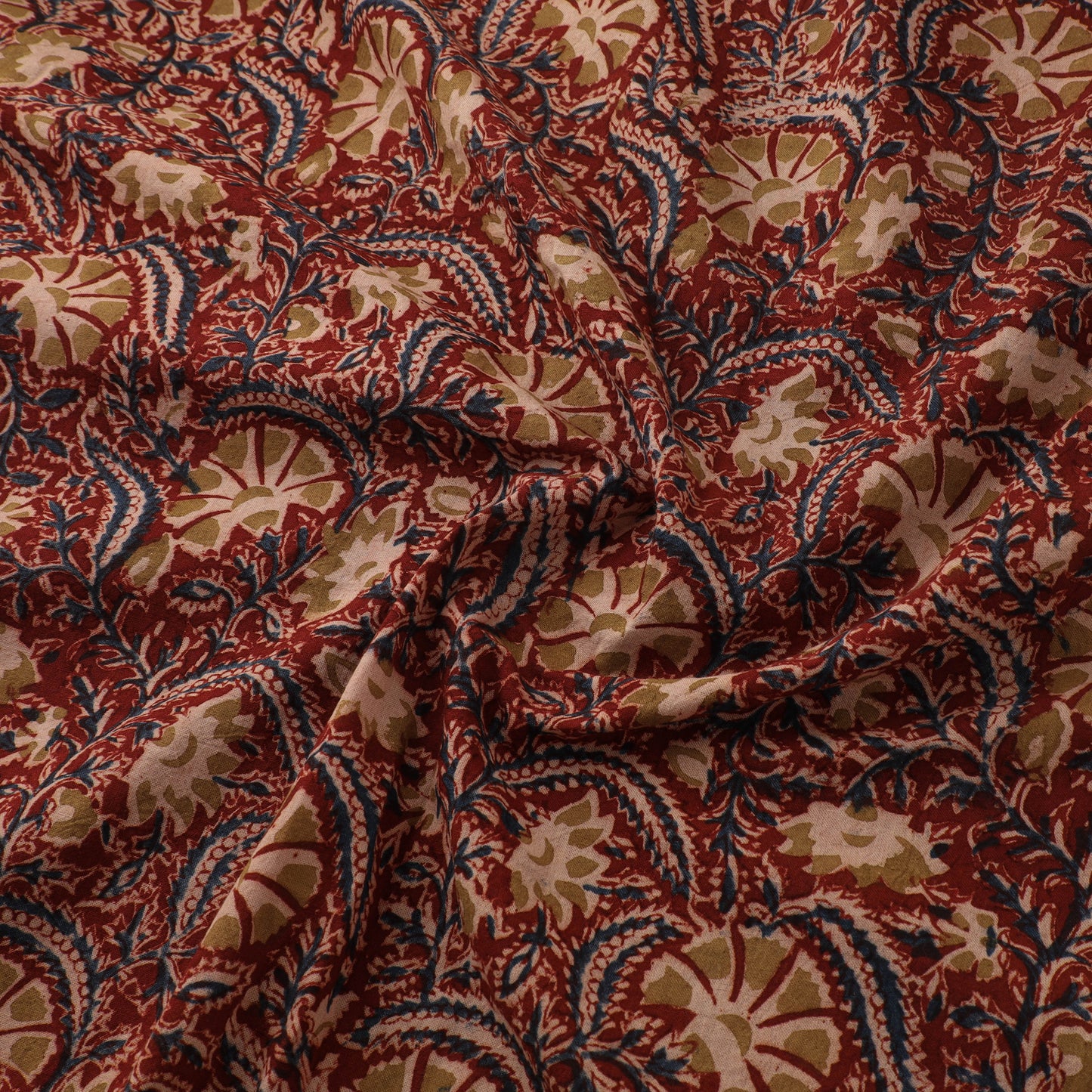 Pedana Hand Block Print Natural Dyed Cotton Kalamkari Fabric 22