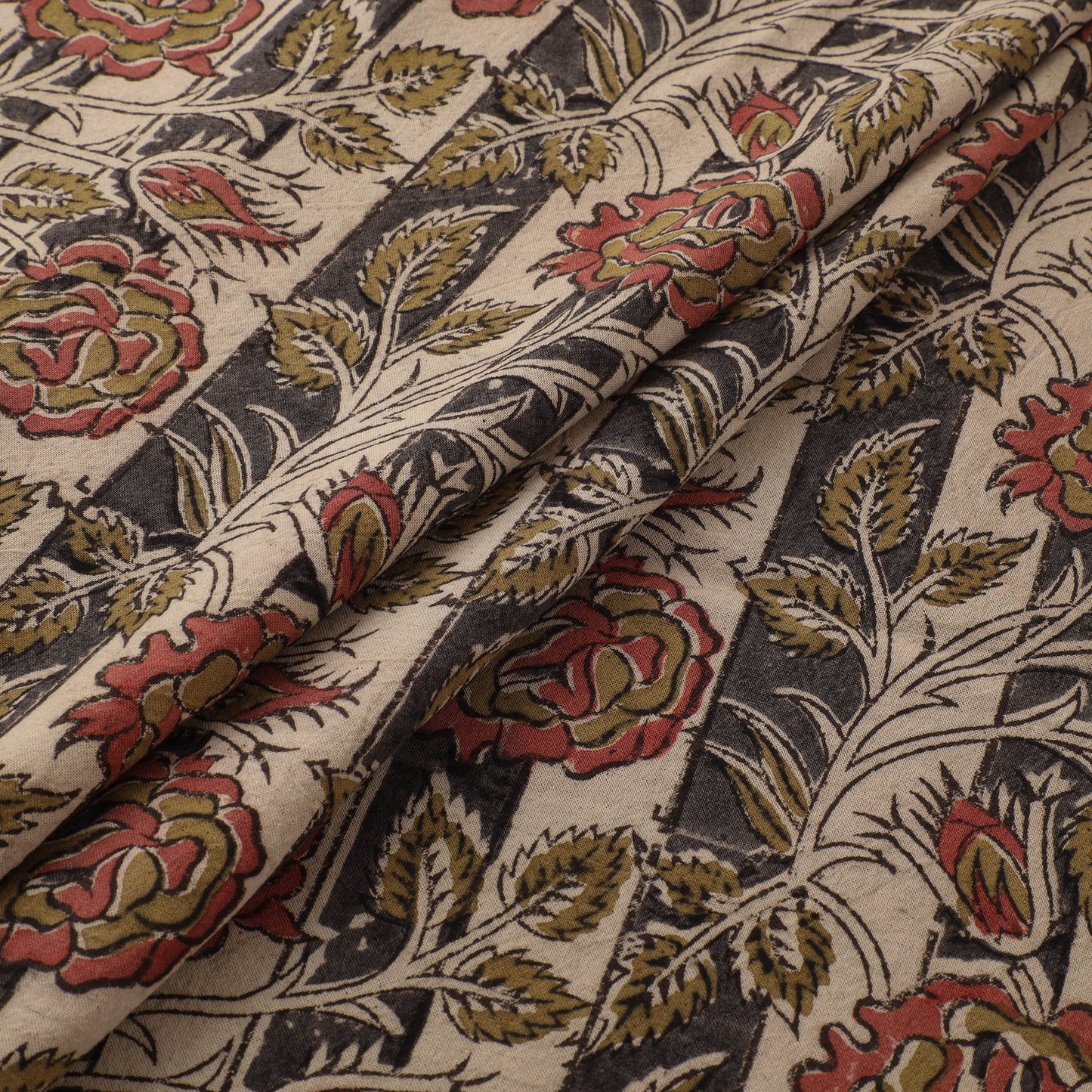 Pedana Hand Block Print Natural Dyed Cotton Kalamkari Fabric 23
