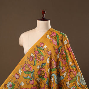 Yellow - Silk Handpainted Srikalahasti Pen Kalamkari Fabric 08