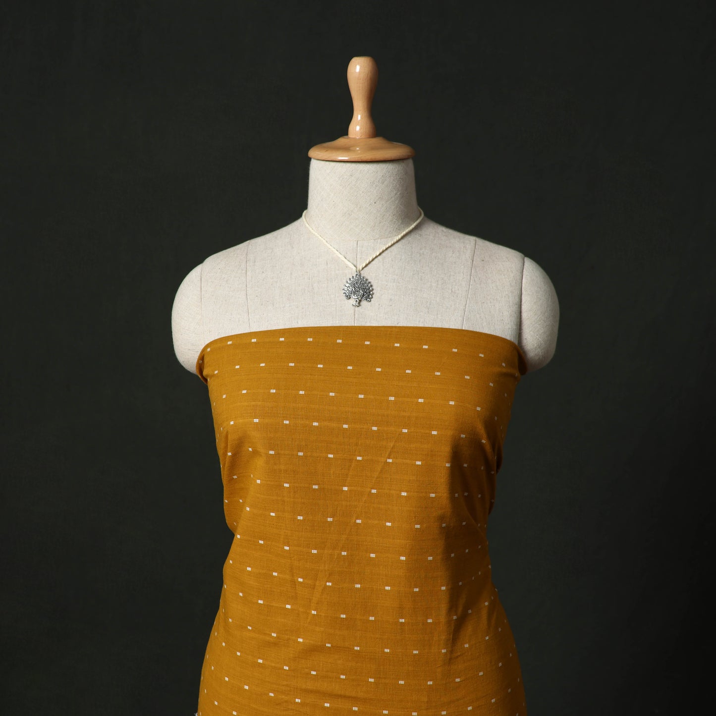Jacquard Woven 2pc Cotton Unstitched Dress Material Kurta Set with Jewellery 14