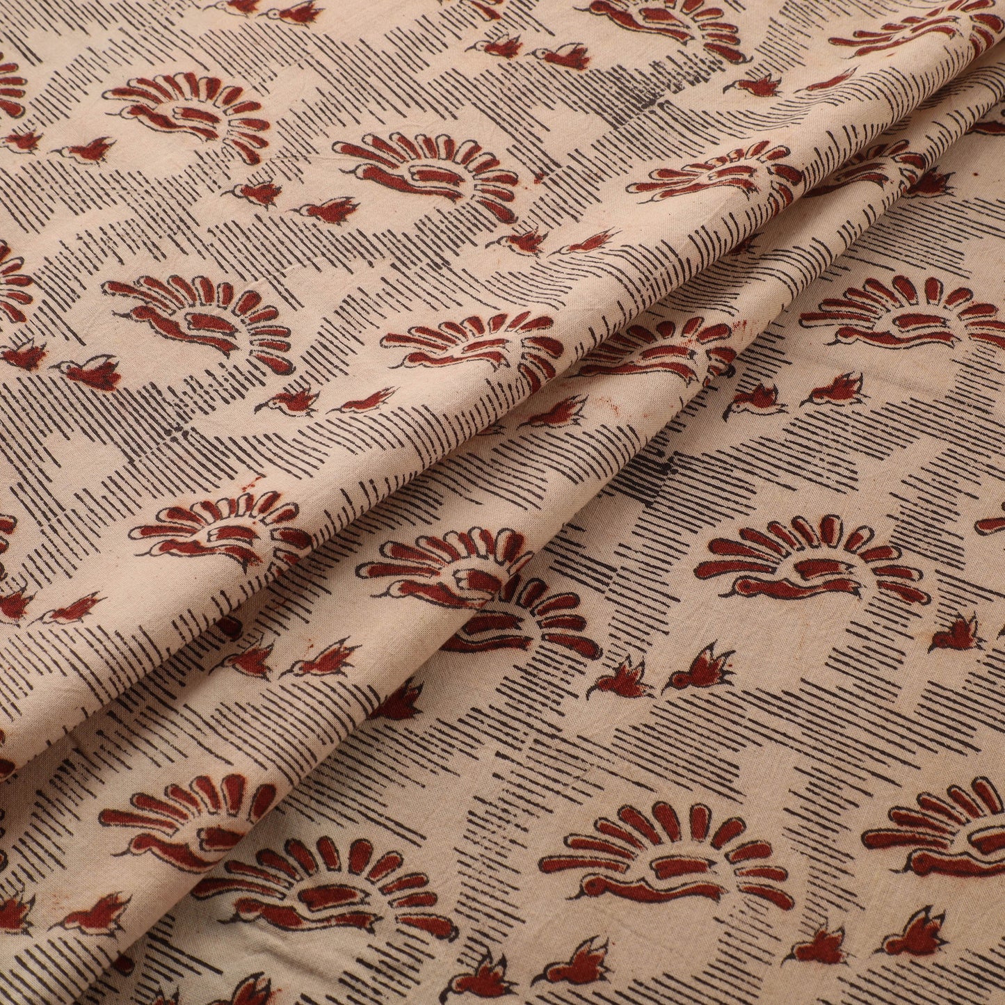 Pedana Hand Block Print Natural Dyed Cotton Kalamkari Fabric 25