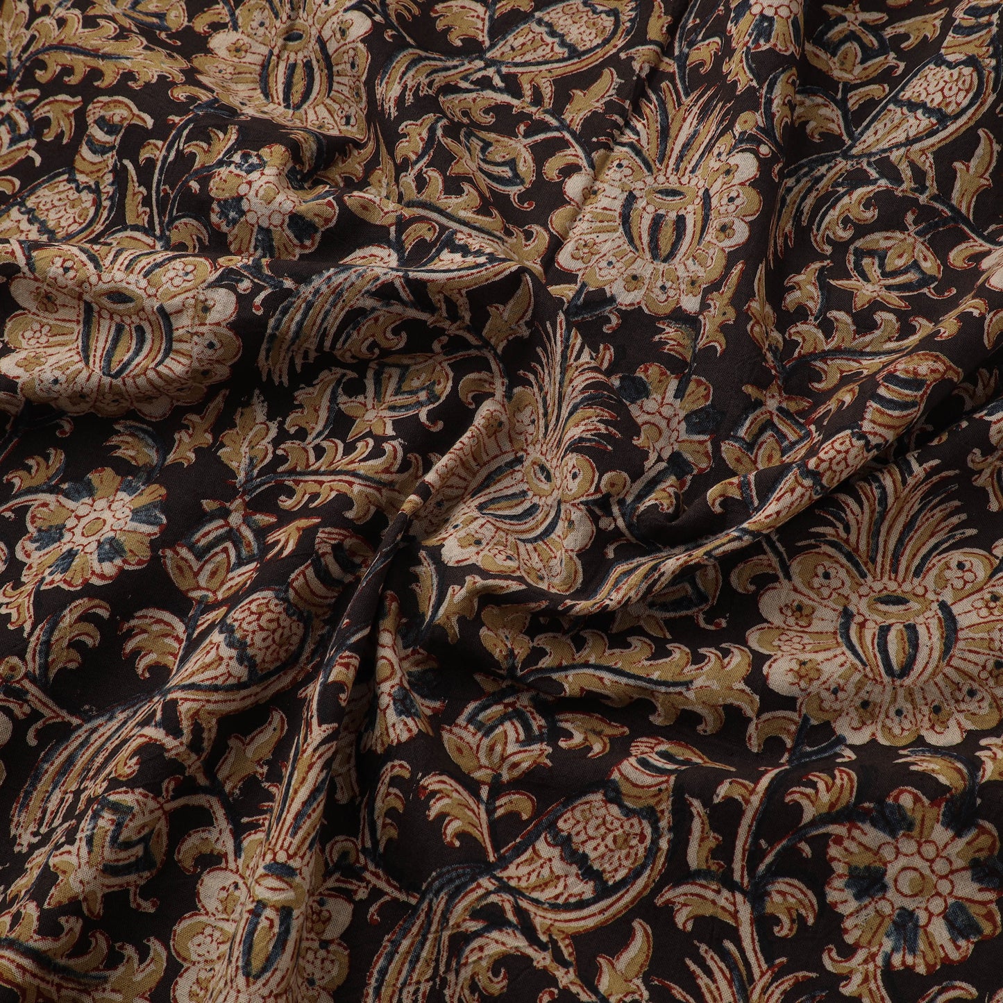 Pedana Hand Block Print Natural Dyed Cotton Kalamkari Fabric 27