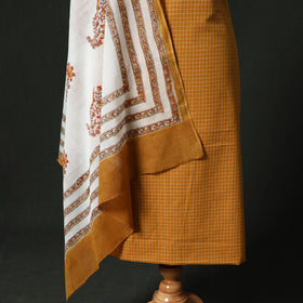 Jacquard Woven 2pc Cotton Unstitched Dress Material Kurta Set with Jewellery 15