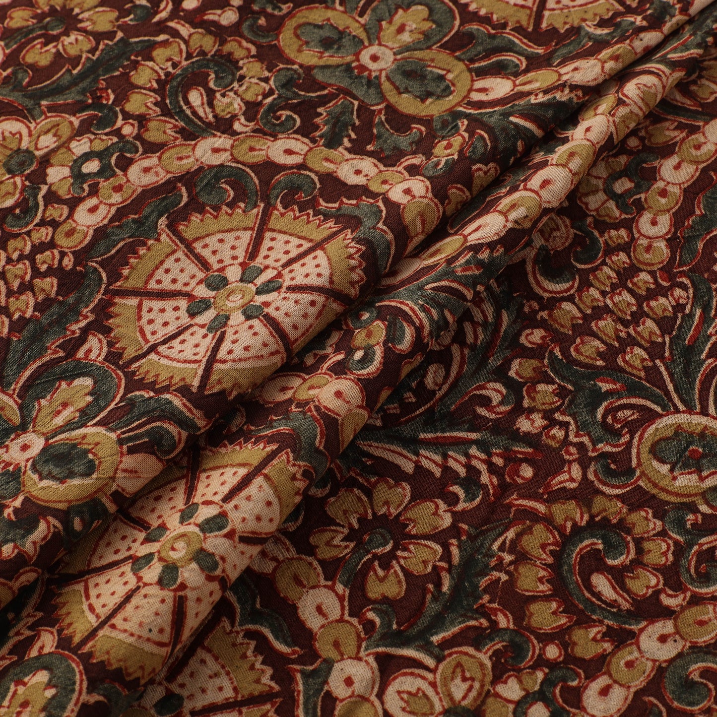 Pedana Hand Block Print Natural Dyed Cotton Kalamkari Fabric 29