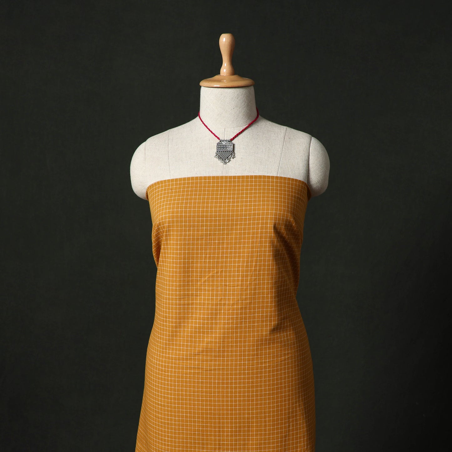 Jacquard Woven 2pc Cotton Unstitched Dress Material Kurta Set with Jewellery 15