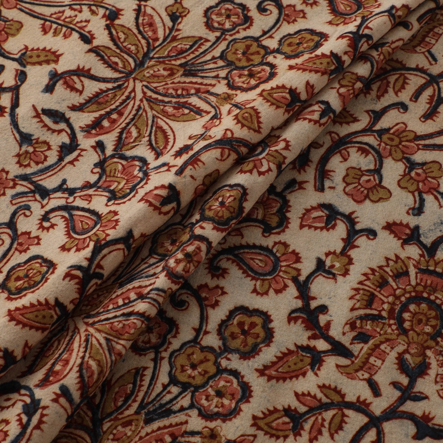 Pedana Hand Block Print Natural Dyed Cotton Kalamkari Fabric 30