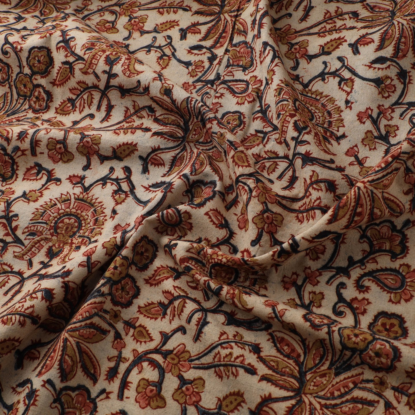 Pedana Hand Block Print Natural Dyed Cotton Kalamkari Fabric 30