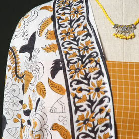 Jacquard Woven 2pc Cotton Unstitched Dress Material Kurta Set with Jewellery 16