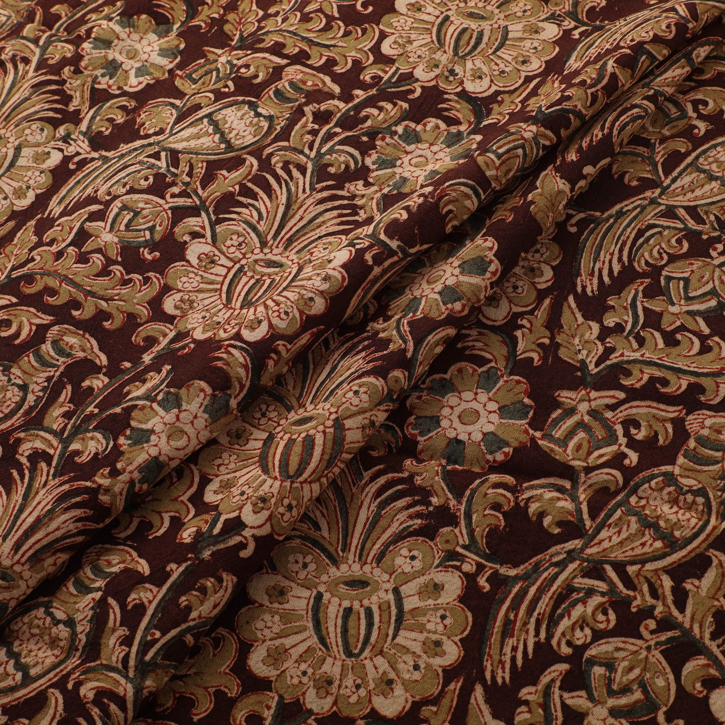 Pedana Hand Block Print Natural Dyed Cotton Kalamkari Fabric 33