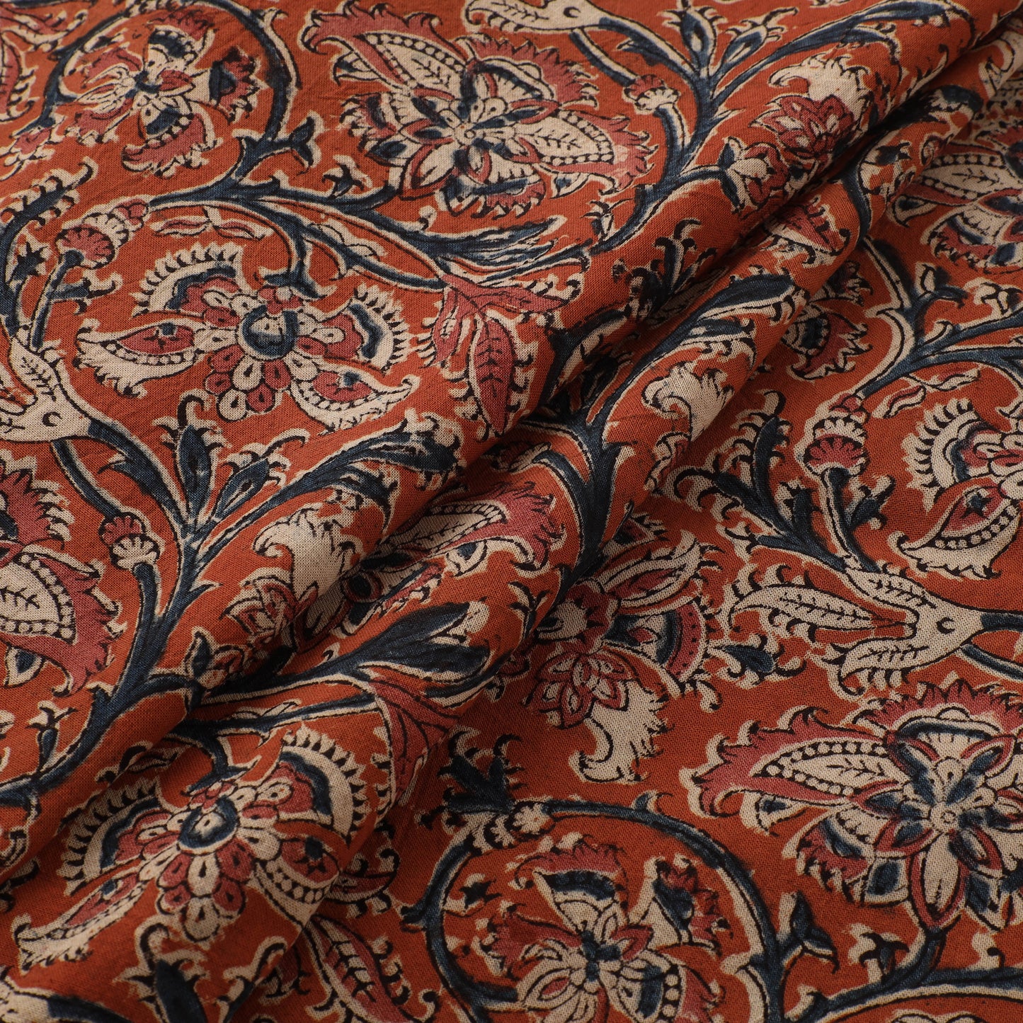 Pedana Hand Block Print Natural Dyed Cotton Kalamkari Fabric 34