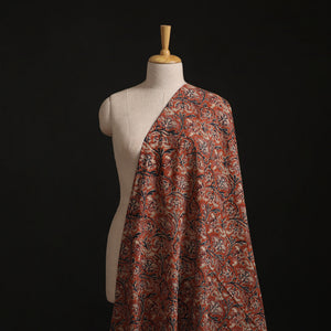 Red - Pedana Hand Block Print Natural Dyed Cotton Kalamkari Fabric 34
