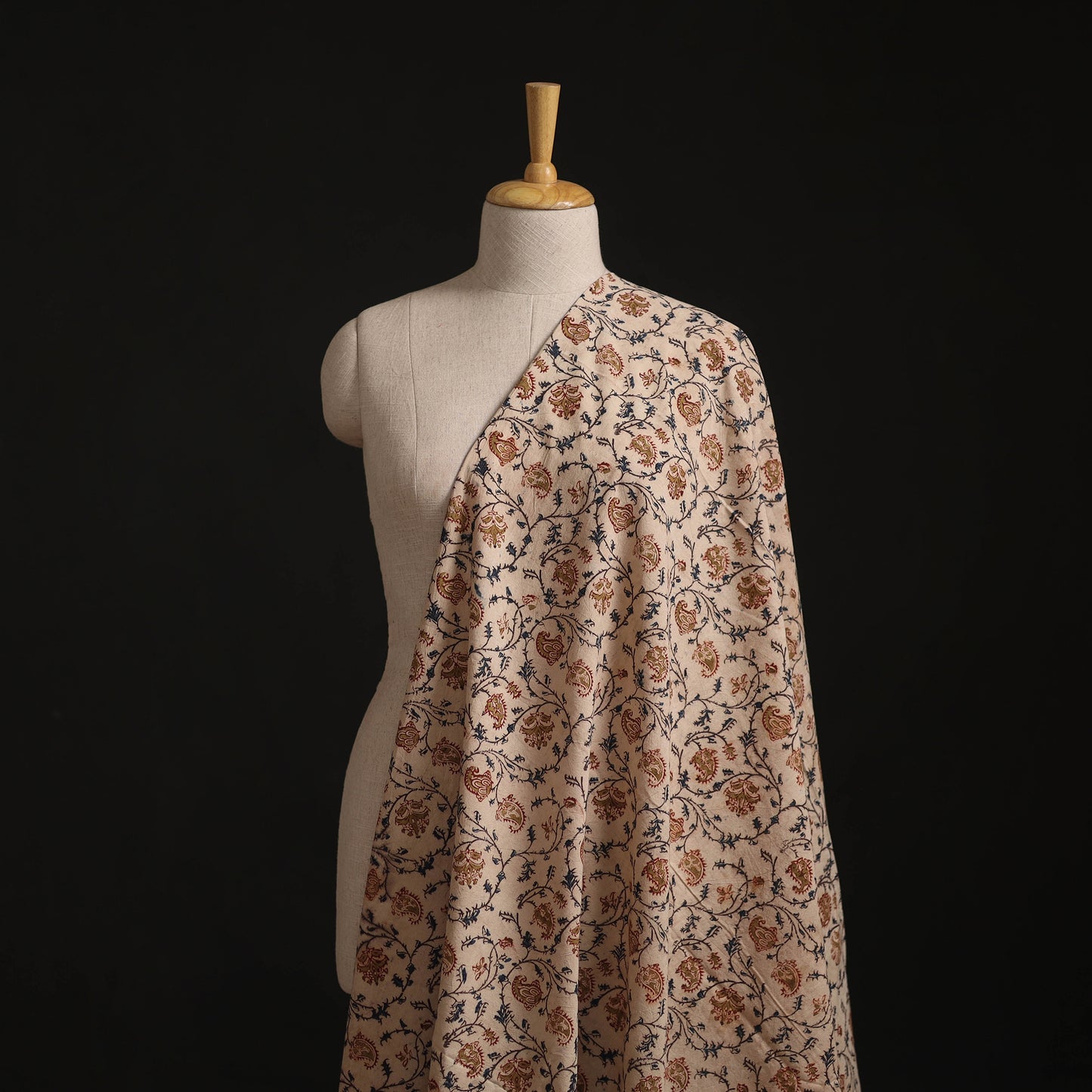 Pedana Hand Block Print Natural Dyed Cotton Kalamkari Fabric 28