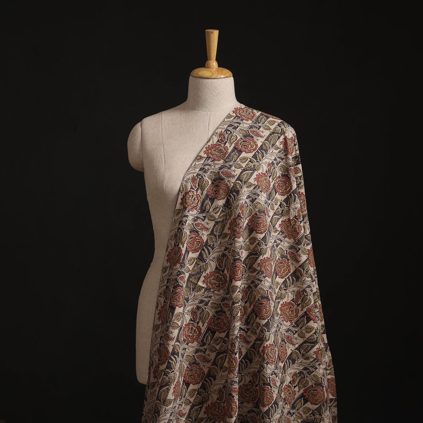 Pedana Hand Block Print Natural Dyed Cotton Kalamkari Fabric 23